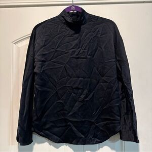 Vince Women Elegant Black Silk mock neck top